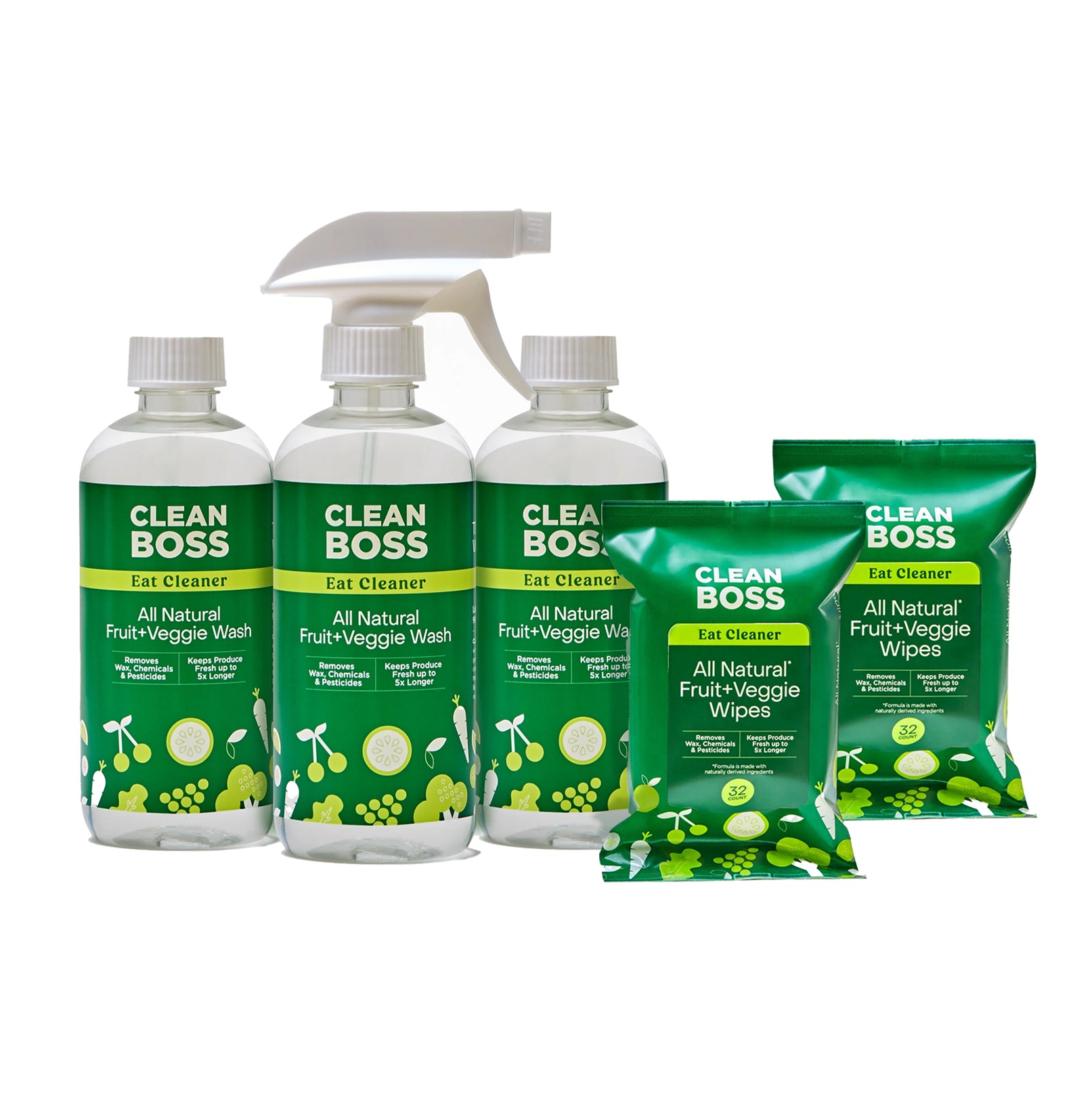 Natural Fruit and Veggie Wash Spray and Wipes Duo